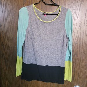 Vince Camuto Colorblock Sweater Lime Grey Navy Blue Mint Size Medium